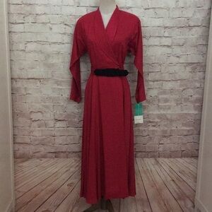 LIZ CLAIBORNE Belted Vintage Wrap Dress Rayon Ruby